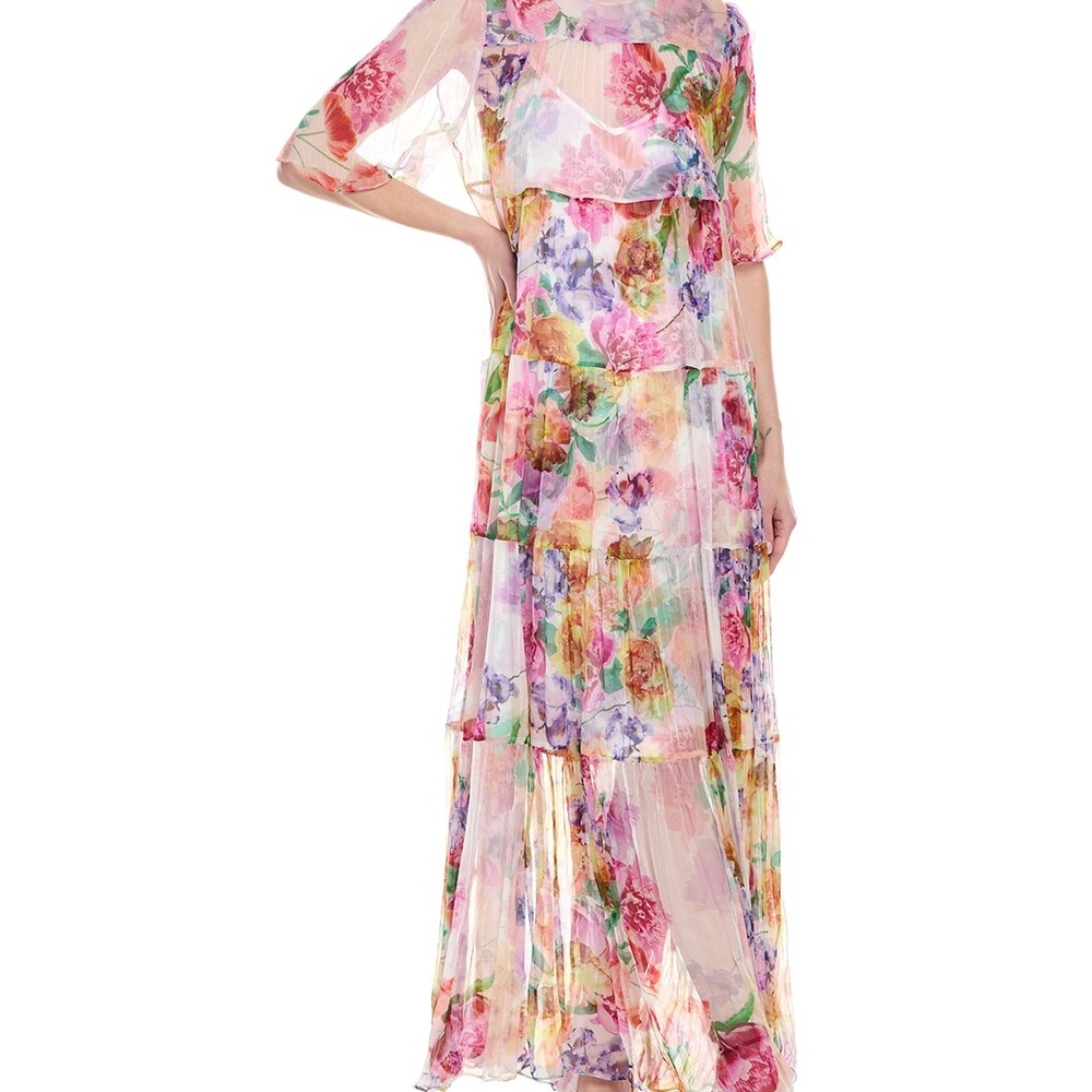 Johnny Was Silk Floral Dress